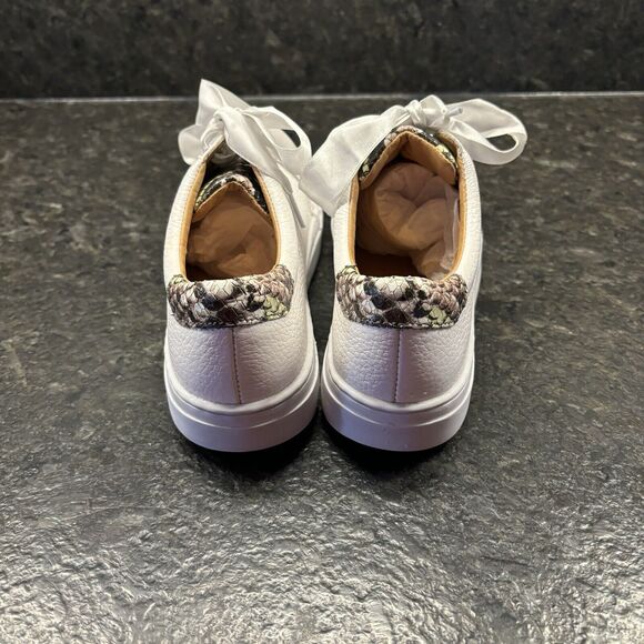 Patricia Green A Mano Lace Up Sneakers White & Snake Skin Ribbon Laces Size 7 - Picture 4 of 11